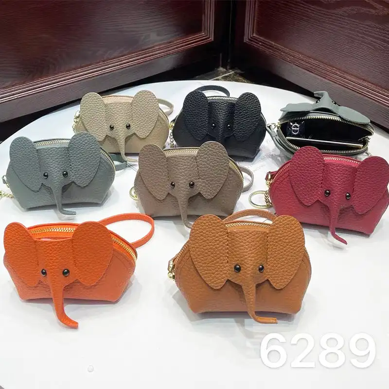 Женские короткие кошельки из натуральной коровьей кожи, Модный Королевский мешочек 6289, милый короткий кошелек в форме слона, кошелек с монетницей на молнии