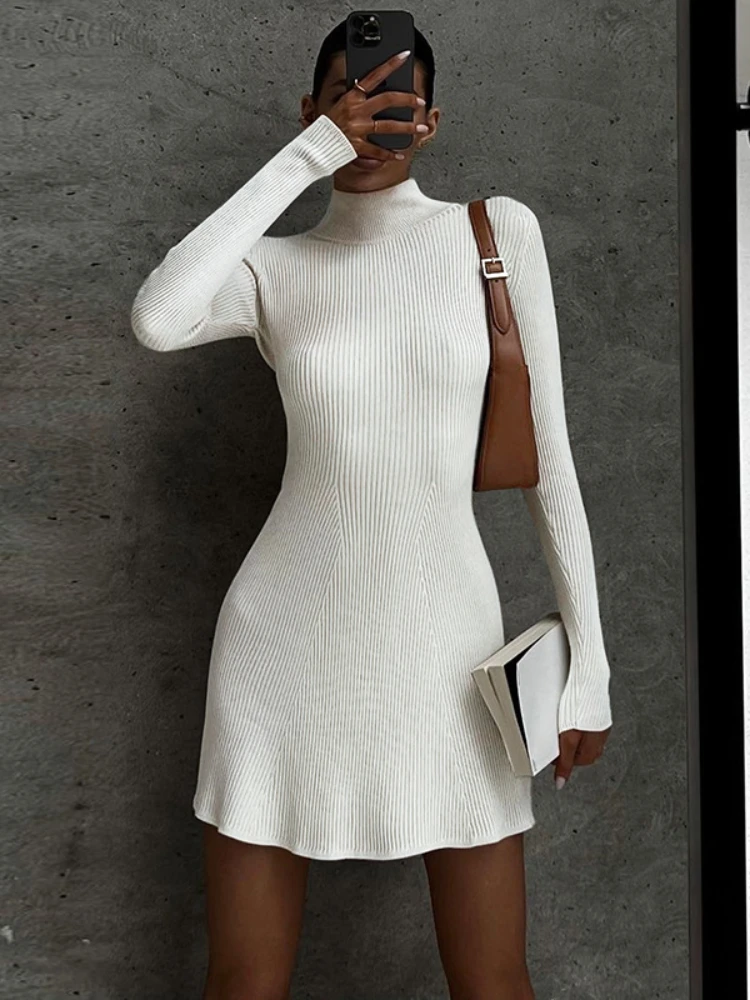 Women Solid Color Half High Collar Bodycon Mini Dress Autumn Winter Exotic Tight Elegant Party Luxury Fashion Sexy Dresses 2022
Women Solid Color Half High Collar Bodycon Mini Dress Autumn Winter Exotic Tight Elegant Party Luxury Fashion Sexy Dresses 2022
