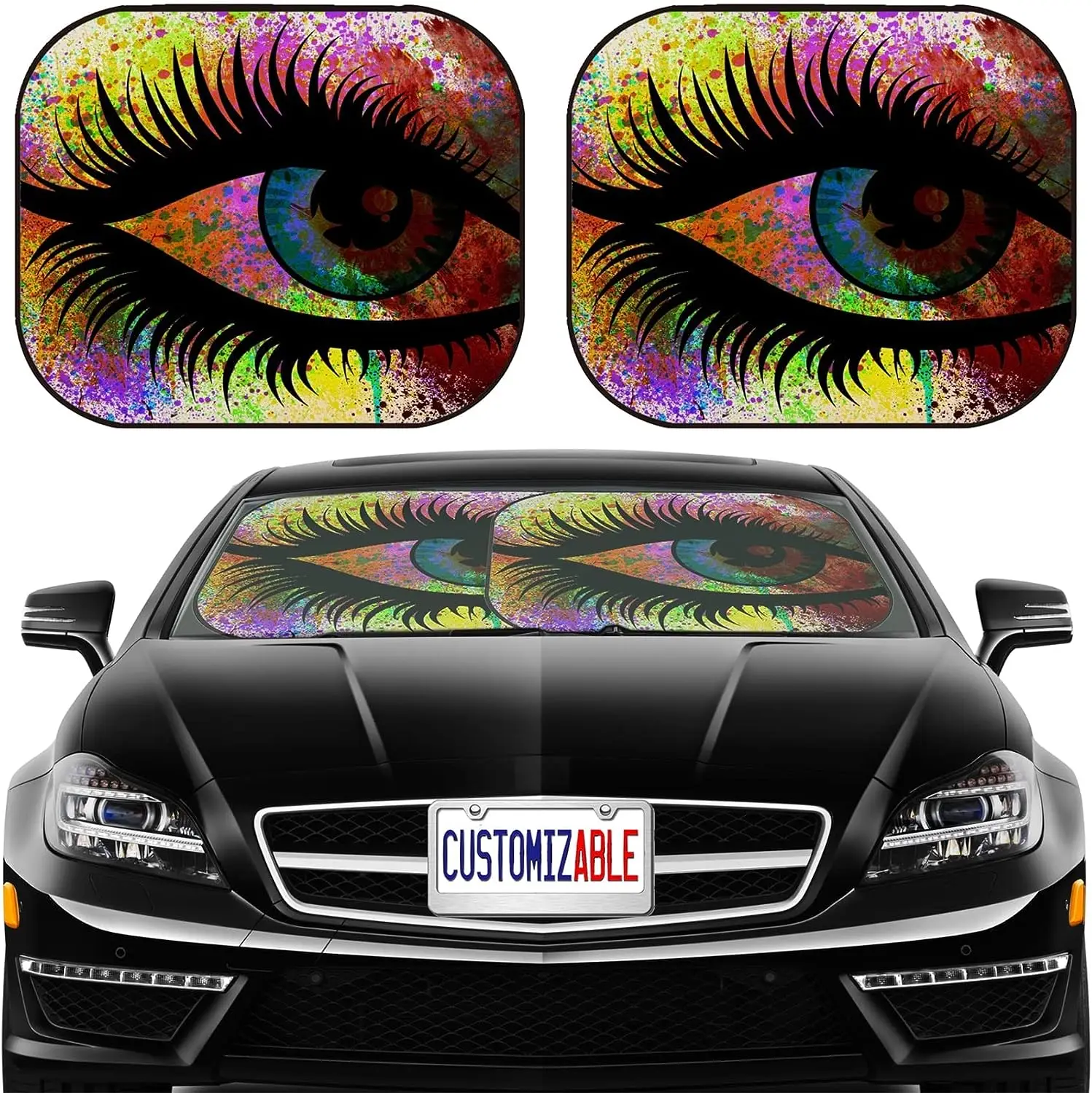 Eyes Car Sun Shade Windshield Sunshade Universal Fit 2 Pack Block Sun Glare UV and Heat Protect Car Sunshade Car Sun Protector
Eyes Car Sun Shade Windshield Sunshade Universal Fit 2 Pack Block Sun Glare UV and Heat Protect Car Sunshade Car Sun Protector