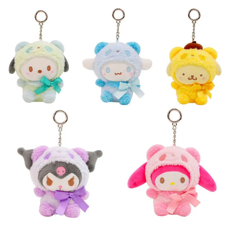 

Cute Kuromi Cinnamorol Mymelody Onpompurin Kitty Anime Plush Keychain Doll Pendant Action Figure Collectible Toy Kids Gift