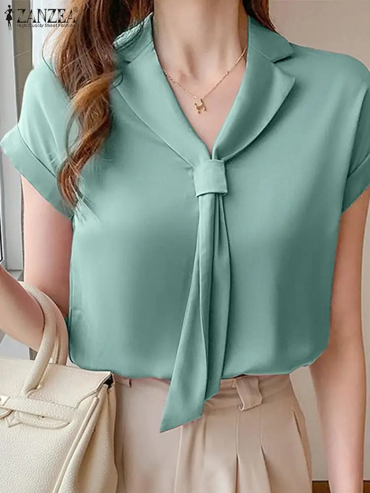 ZANZEA Fashion Solid Loose Shirt Summer Women Blouse Elegant OL Work Blusas Causal Short Sleeve Tops Bow Tie Chemise Mujer Femme
ZANZEA Fashion Solid Loose Shirt Summer Women Blouse Elegant OL Work Blusas Causal Short Sleeve Tops Bow Tie Chemise Mujer Femme