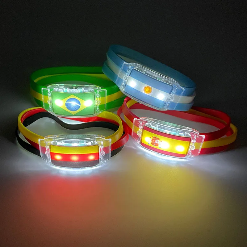 2022 Football Match LED Glow Bracelets Argentina/Brazil/German/Spain Light Up Wristbands National Flag LED Glow Bracelet
2022 Football Match LED Glow Bracelets Argentina/Brazil/German/Spain Light Up Wristbands National Flag LED Glow Bracelet