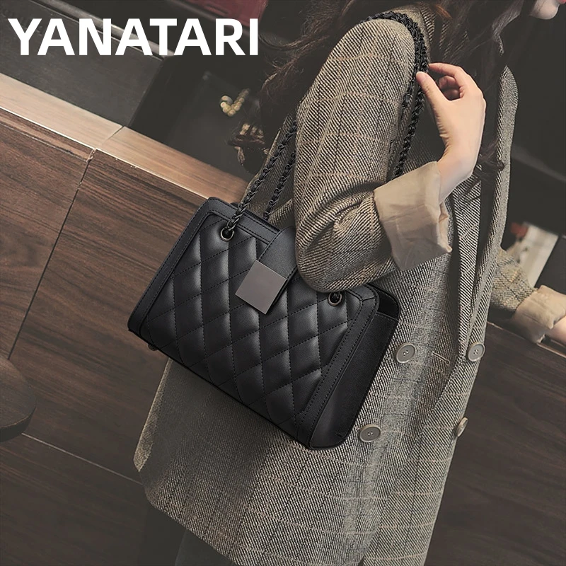 

crossbody bag ladies diamond lattice women bag genuine cow leather bag chain bag handle small square bag Famous luxury brand bag