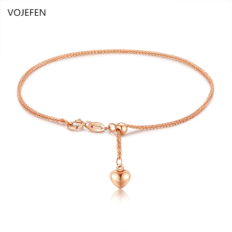 

VOJEFEN Gold Chains Woman 18K Original Bracelet For Female Men Luxury Paired Braclets For Couples Adjustable Korean Jewelry Gift