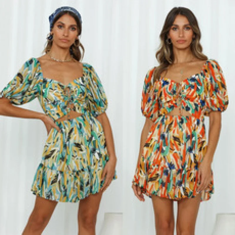2022Spring and Summer New Sexy Backless Square Collar Drawstring Strap Printing Short Sleeve Dress for Women
2022Spring and Summer New Sexy Backless Square Collar Drawstring Strap Printing Short Sleeve Dress for Women