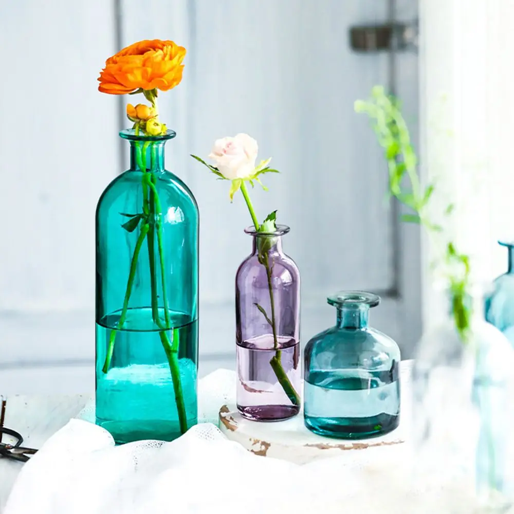 Nordic Style Transparent Thick Glass Vases Creative Solid Color Fine Mouth Vases High Level Sense Household Flower Container
Nordic Style Transparent Thick Glass Vases Creative Solid Color Fine Mouth Vases High Level Sense Household Flower Container