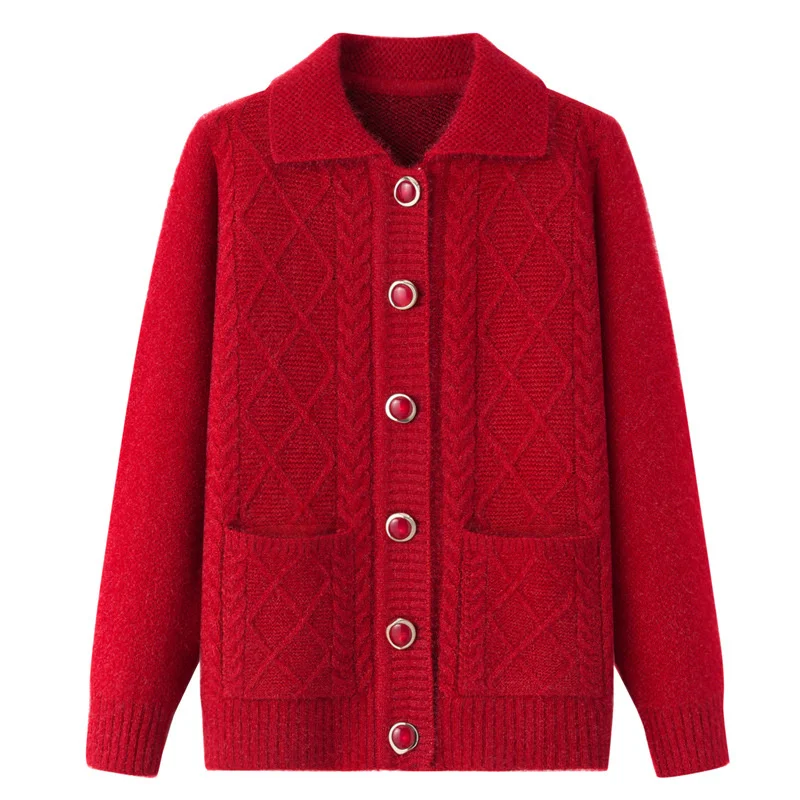 Ladies Knit Cardigan Sweater Middle-Aged Elderly Women's Spring Autumn New Single-Breasted Knitted Jacket Tops Harajuku Pocket
Ladies Knit Cardigan Sweater Middle-Aged Elderly Women's Spring Autumn New Single-Breasted Knitted Jacket Tops Harajuku Pocket