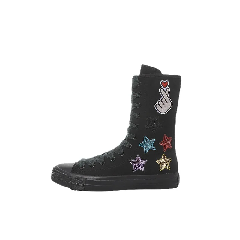Women Fashion Sports Short Boots Canvas Colorblock Ribbon Sequins Star Pattern Classic Casual Four Seasons Women Shoes KC247
Women Fashion Sports Short Boots Canvas Colorblock Ribbon Sequins Star Pattern Classic Casual Four Seasons Women Shoes KC247