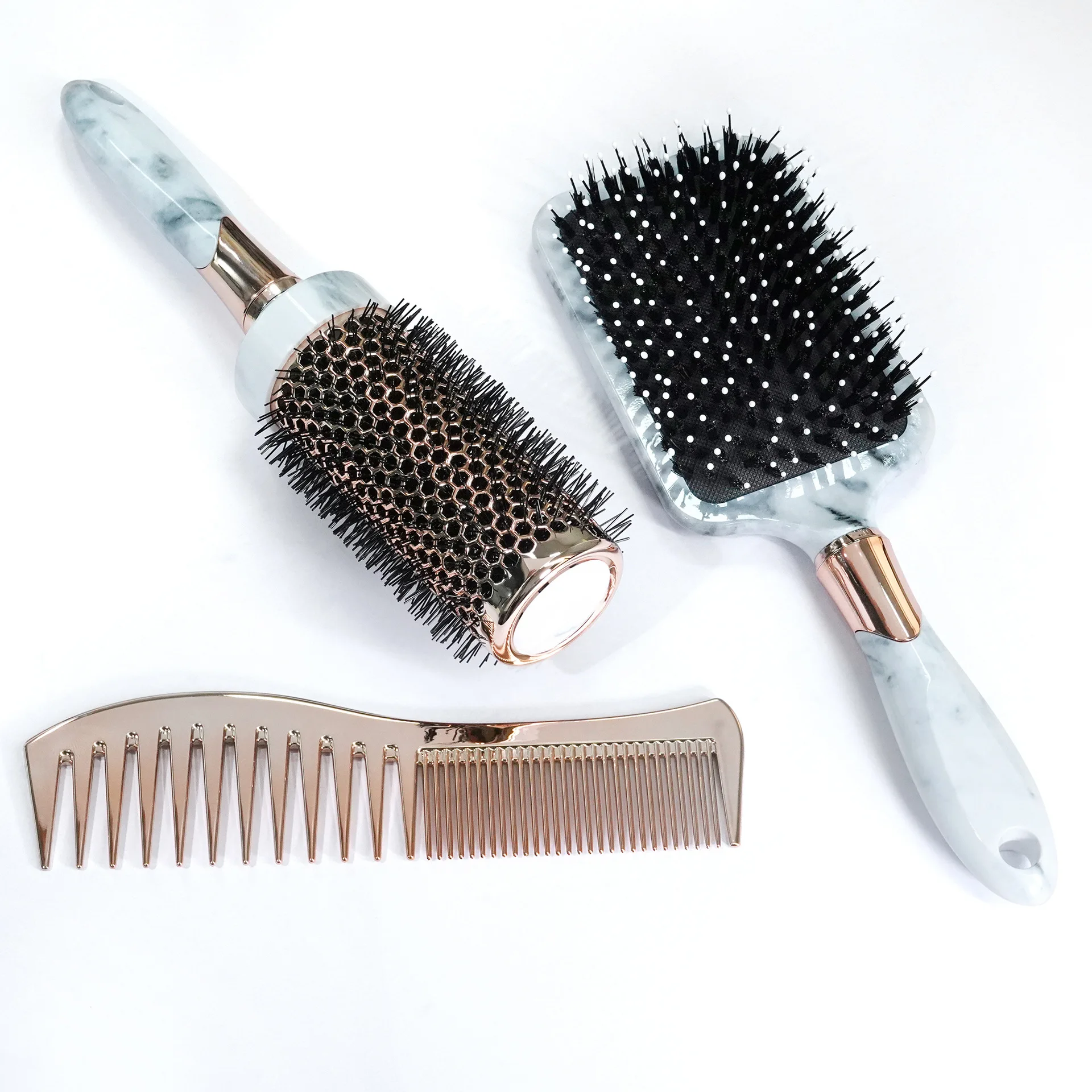 Marble comb set Roll Comb Massage Air cushion comb electroplated gold flat comb hair brush
Marble comb set Roll Comb Massage Air cushion comb electroplated gold flat comb hair brush