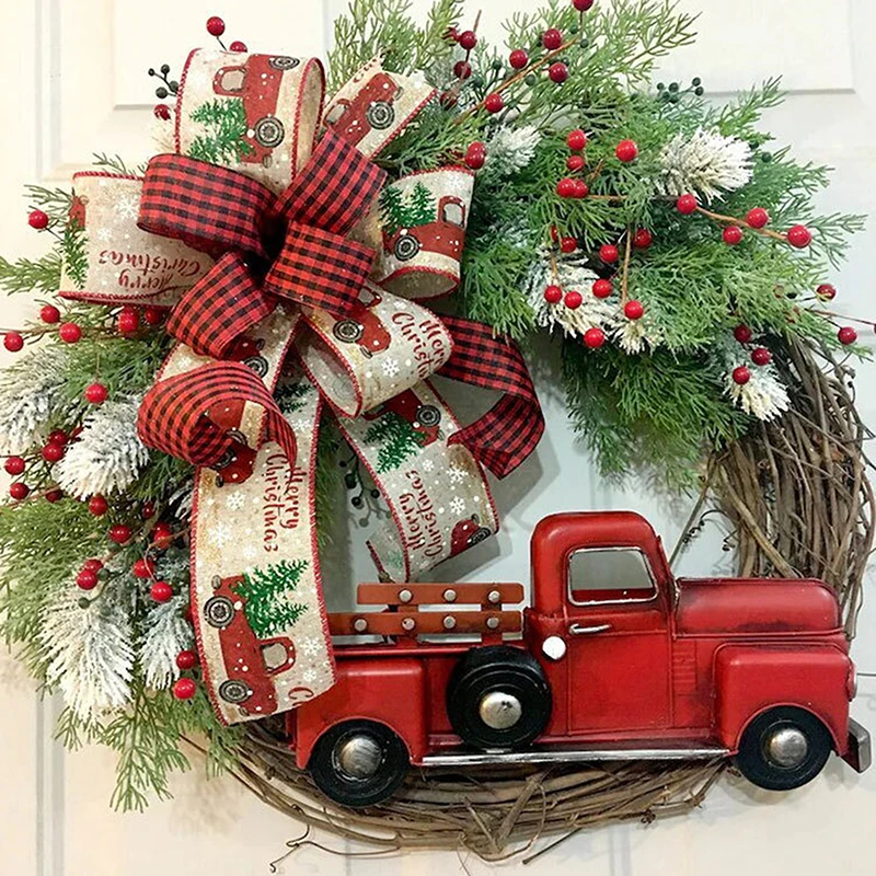30cm Red Door Hanging Farmhouse Christmas Wreath Rustic Faux Red Truck Wreath Decoration with Red Berries and Bow
30cm Red Door Hanging Farmhouse Christmas Wreath Rustic Faux Red Truck Wreath Decoration with Red Berries and Bow
