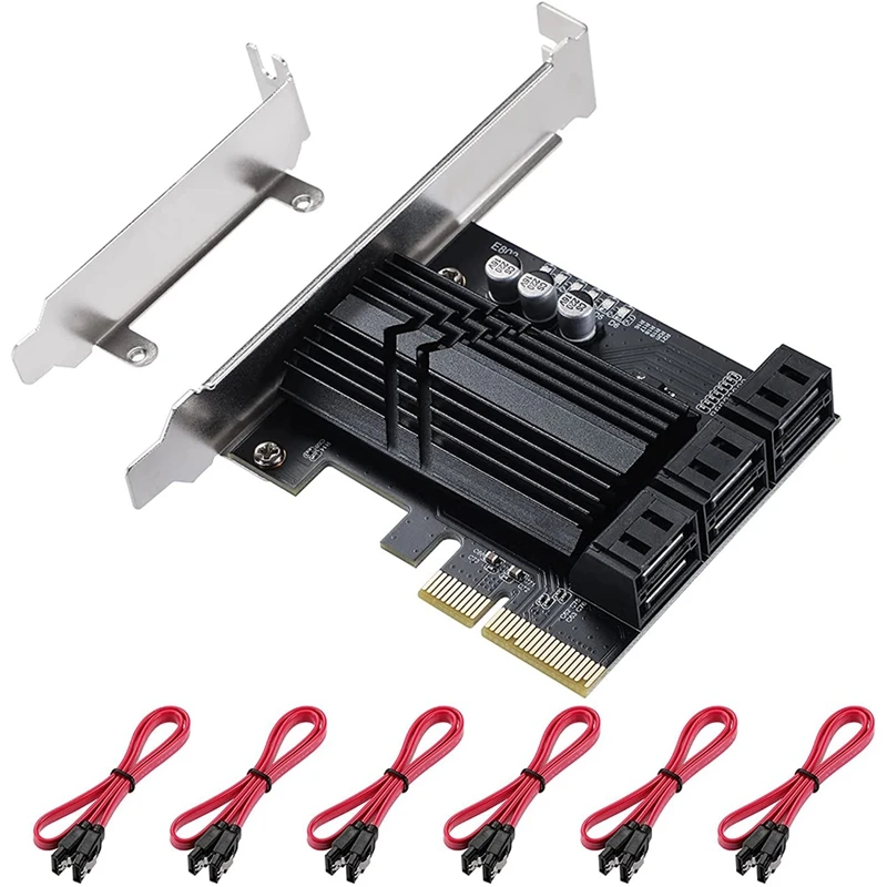 Pcie SATA Card 6 Ports,6Gbps SATA 3.0 Pcie Card,Pcie 4X To SATA Controller Card With 6 SATA Cables & Low Profile Bracket
Pcie SATA Card 6 Ports,6Gbps SATA 3.0 Pcie Card,Pcie 4X To SATA Controller Card With 6 SATA Cables & Low Profile Bracket