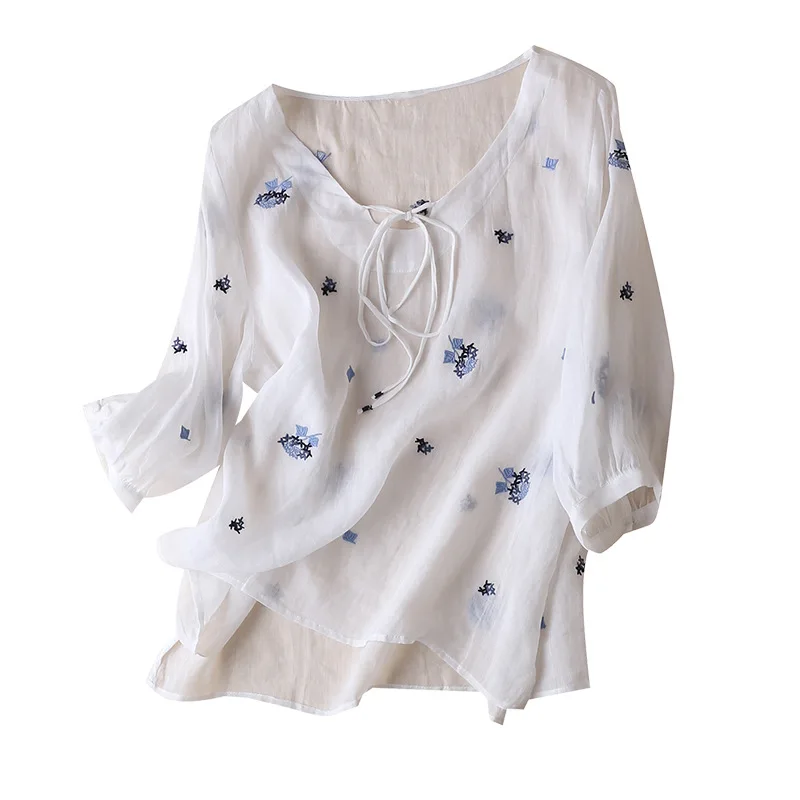 Pure Ramie Embroidery T-shirt Thin Women's Top Cotton and Linen Summer Women's Clothing 2022 New Embroidery Tees Korean
Pure Ramie Embroidery T-shirt Thin Women's Top Cotton and Linen Summer Women's Clothing 2022 New Embroidery Tees Korean