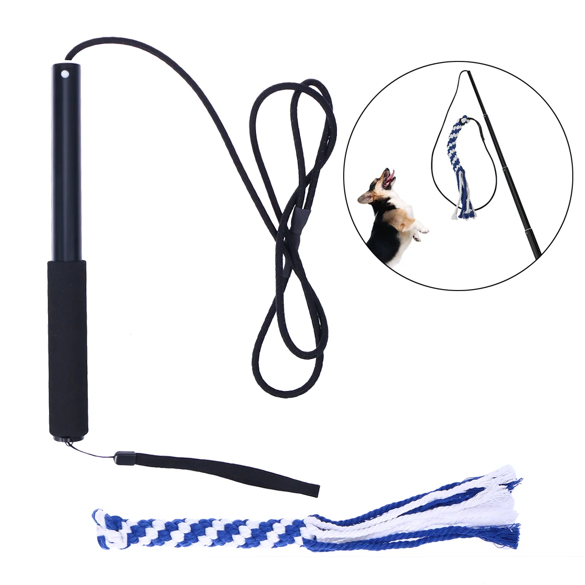 Retractable Dog Stick Interactive Dog Toys Extendable Flirt Pole Funny Chasing Tail Teaser And Exerciser For Pets Size L (Black)
Retractable Dog Stick Interactive Dog Toys Extendable Flirt Pole Funny Chasing Tail Teaser And Exerciser For Pets Size L (Black)