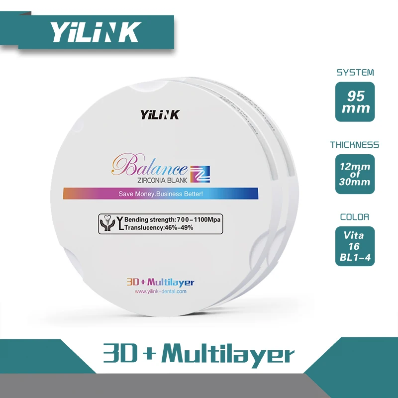Yilink 3D Pro Multilayer Zirconium Block For Anterior 6 Layers Color Long Bridge Crown With 98/95/71 CAD CAM System
Yilink 3D Pro Multilayer Zirconium Block For Anterior 6 Layers Color Long Bridge Crown With 98/95/71 CAD CAM System
