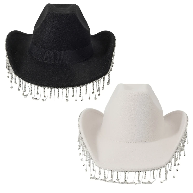 

Breathable Cowgirl Hat Woman Men Felt Cowboy Hat with Adjustable Chin Strap DropShip