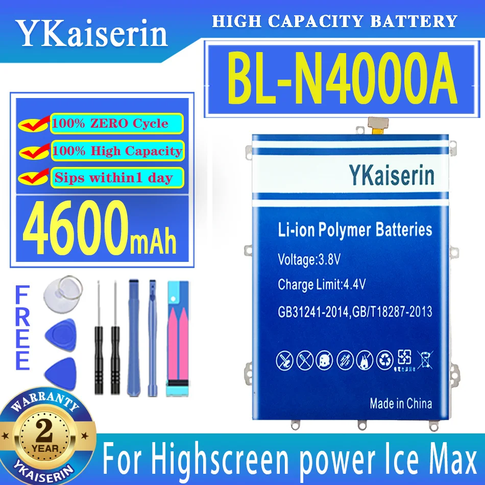 

YKaiserin 4600mAh New BL-N4000A Replacement Battery for Highscreen Power Ice Max Bateria Batterie Cell Mobile Phone Batteries