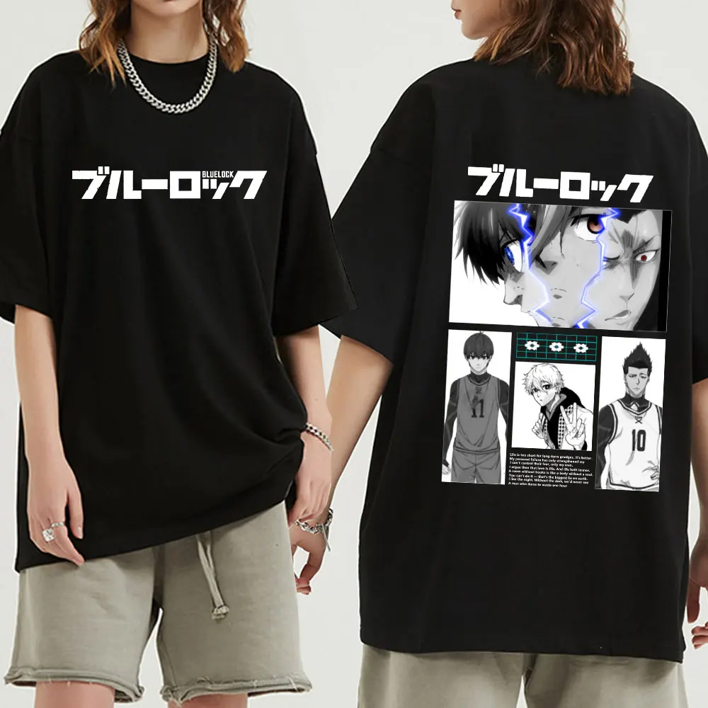 

Футболки с японским аниме синим замком Isagi Yoichi, Забавные футболки, большой размер, мужская и женская хлопковая Повседневная футболка