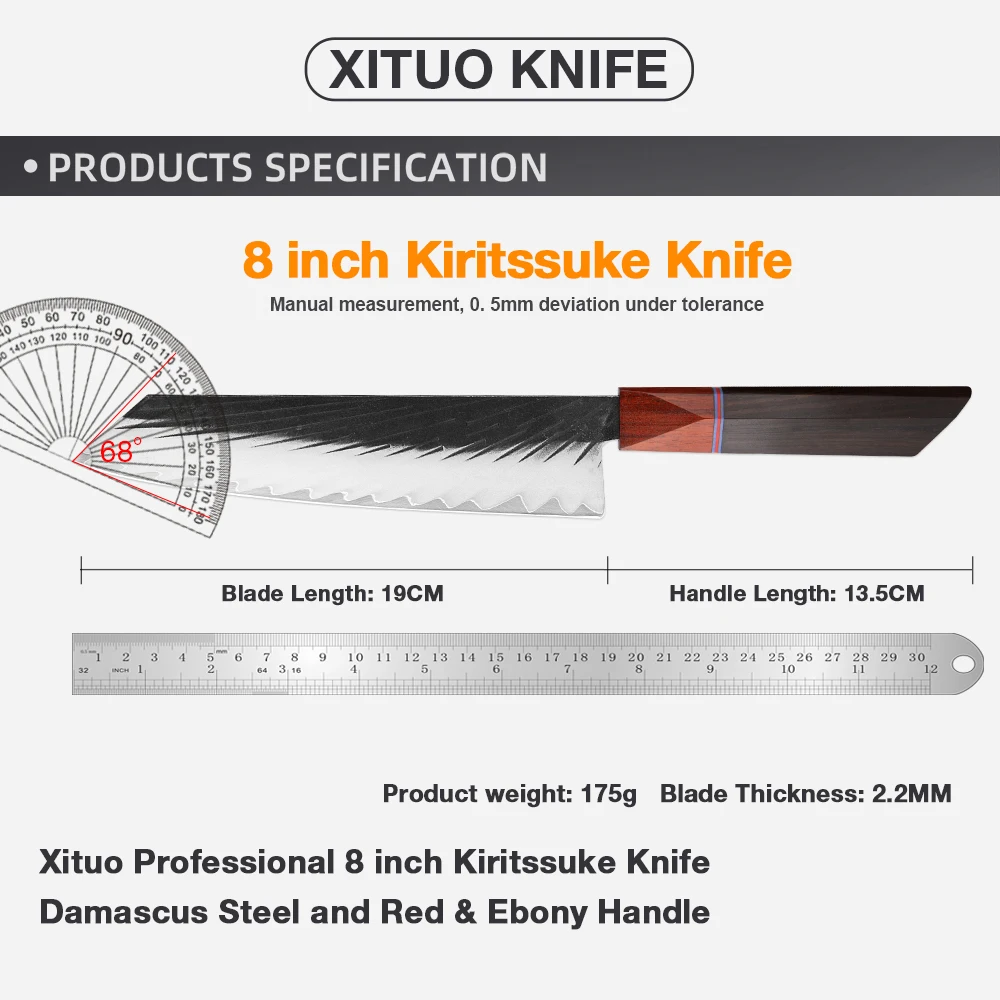 Нож XITUO Kiritsuke 3-слойный композитный стальной Острый кухонный нож