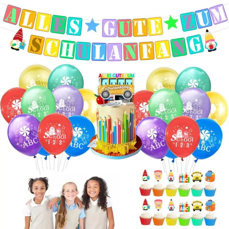 

First Day Of School Party Decorations Welcome Banner Door Sign 1st Back To School Cupcake Decor Balloons Classroom Supplies For