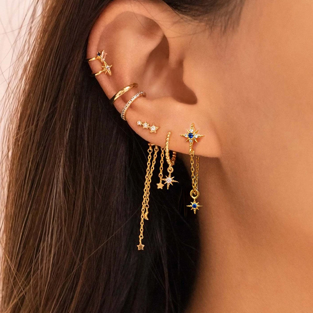 New Trend Cubic Zirconia Long Tassel Drop Earrings For Women Star Moon Chain Pendant Piercing Earring Korean Trendy Jewelry
New Trend Cubic Zirconia Long Tassel Drop Earrings For Women Star Moon Chain Pendant Piercing Earring Korean Trendy Jewelry