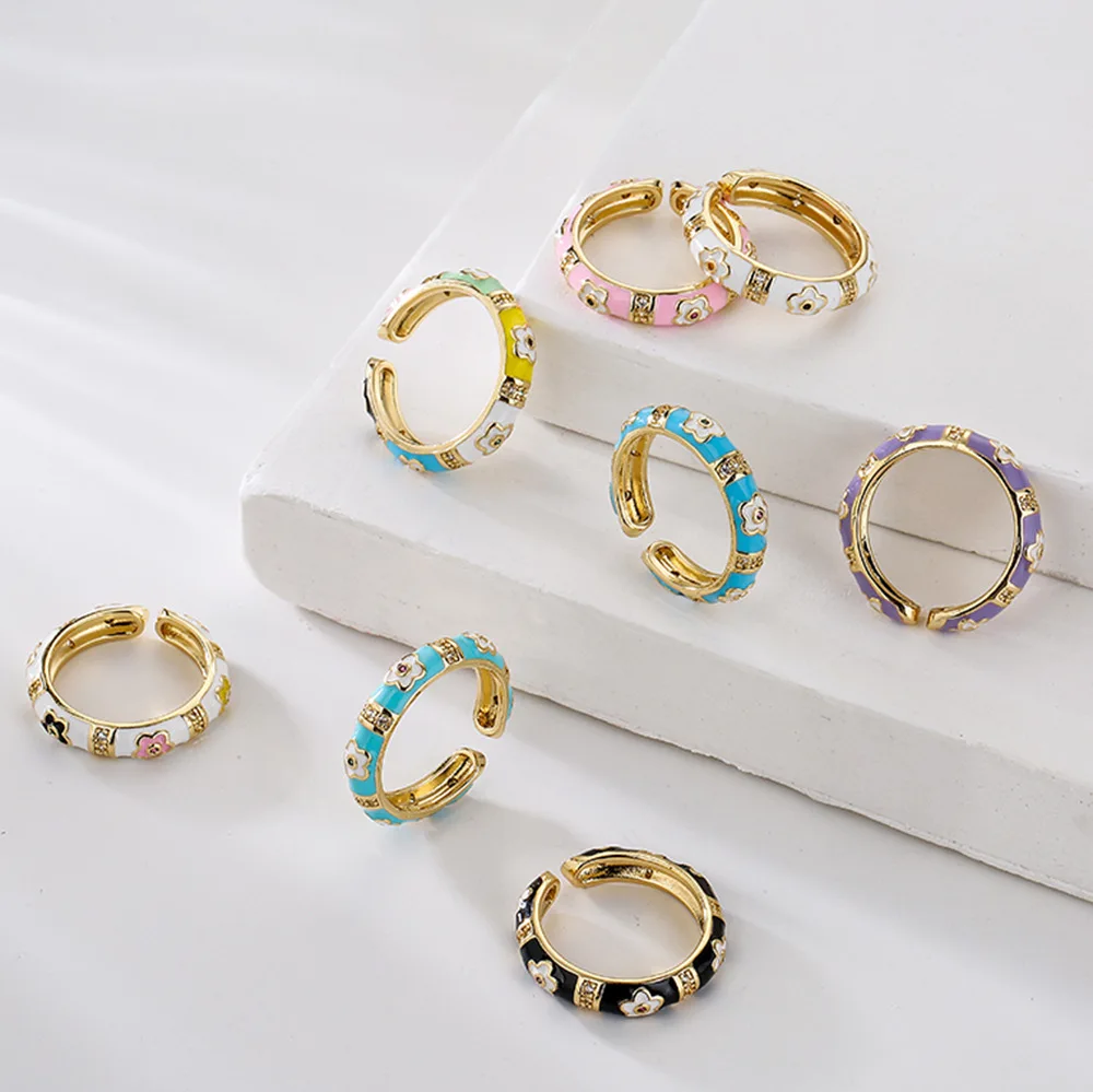 Boho Dripping Oil Flower Gold Rings for Women Bohemian Vintage Inlaid Zircon Adjustable Opening Finger Ring Fashion Jewelry
Boho Dripping Oil Flower Gold Rings for Women Bohemian Vintage Inlaid Zircon Adjustable Opening Finger Ring Fashion Jewelry