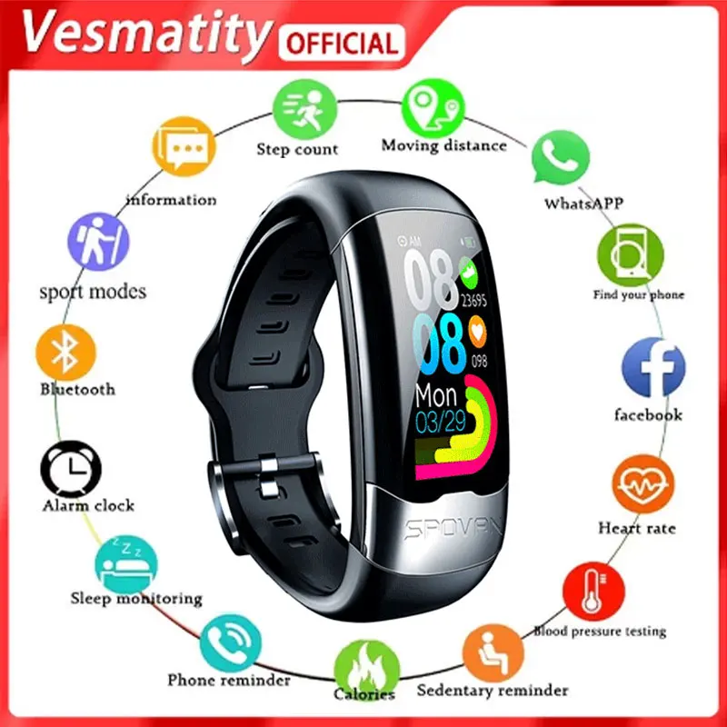 Vesmatity Smart Bracelet HRV Heart Rate Blood Pressure Monitor Smart Band Men IP67 Waterproof Running Swimming Sport Wristbands
Vesmatity Smart Bracelet HRV Heart Rate Blood Pressure Monitor Smart Band Men IP67 Waterproof Running Swimming Sport Wristbands