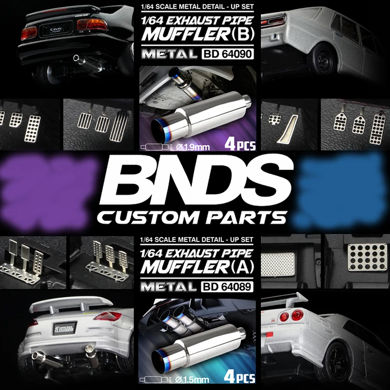 BNDS New 1/64 Metal Modified Parts Small Scale Exhaust Pipe Muffler Racing Style Pedal Set For Model Car Racing Vehicle Toy
BNDS New 1/64 Metal Modified Parts Small Scale Exhaust Pipe Muffler Racing Style Pedal Set For Model Car Racing Vehicle Toy