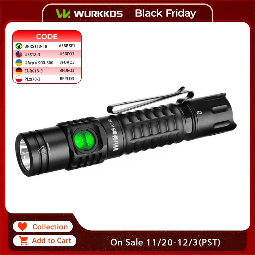 Wurkkos FC12C тактический фонарик 1600 люмен
Wurkkos FC12C тактический фонарик 1600 люмен