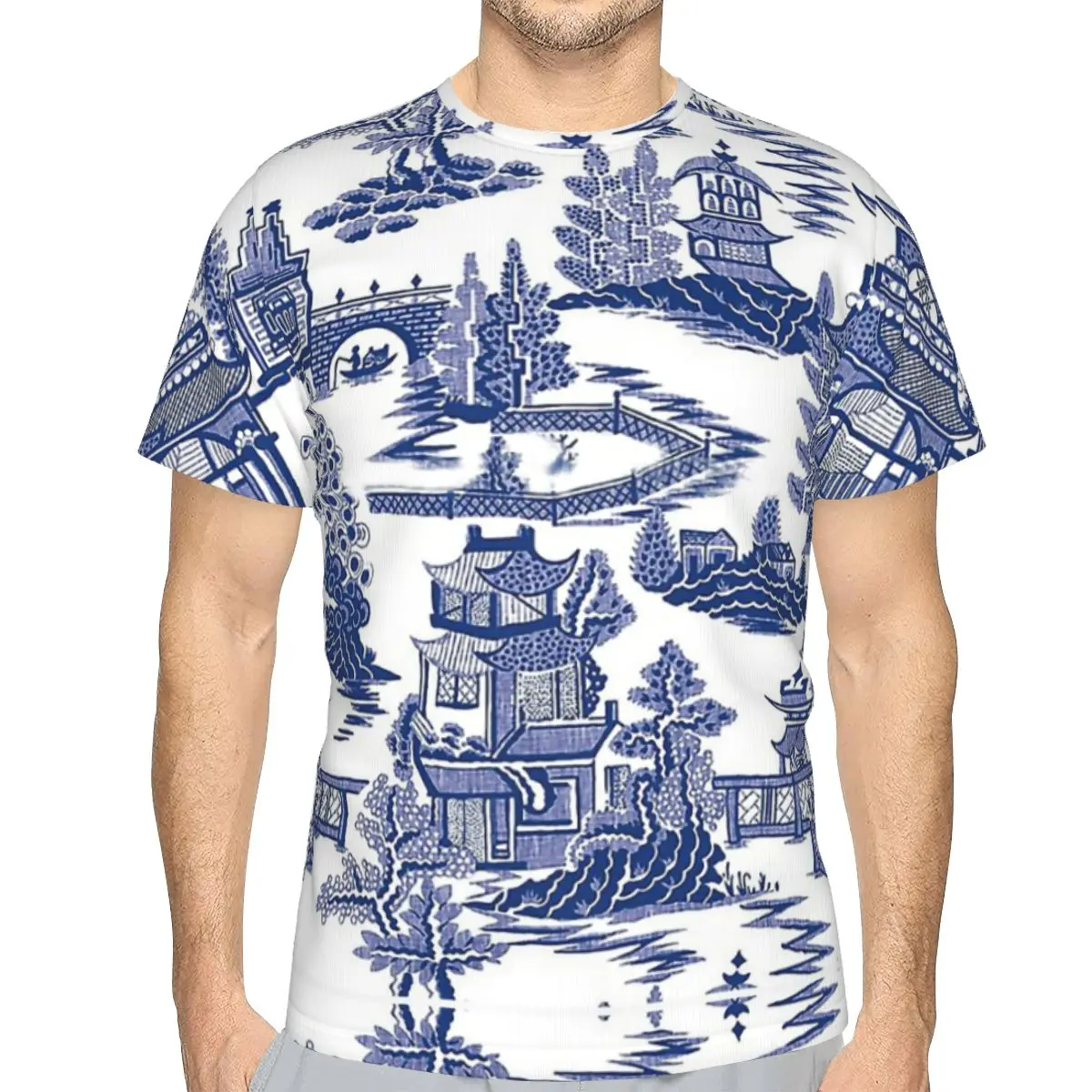 Blue Willow Ancient Ming China Blue And White Chinoiserie Style Polyester TShirt Chinese Top Quality New Design Thin 3D T Shirt
Blue Willow Ancient Ming China Blue And White Chinoiserie Style Polyester TShirt Chinese Top Quality New Design Thin 3D T Shirt