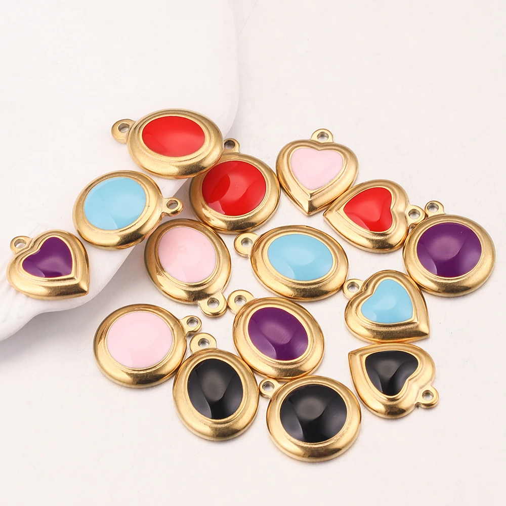 5pcs Gold-Plate Heart Stainless Steel Charms Enamel Oval Round Pendants for Necklace Bracelet Earring Jewelry Making Supplies
5pcs Gold-Plate Heart Stainless Steel Charms Enamel Oval Round Pendants for Necklace Bracelet Earring Jewelry Making Supplies
