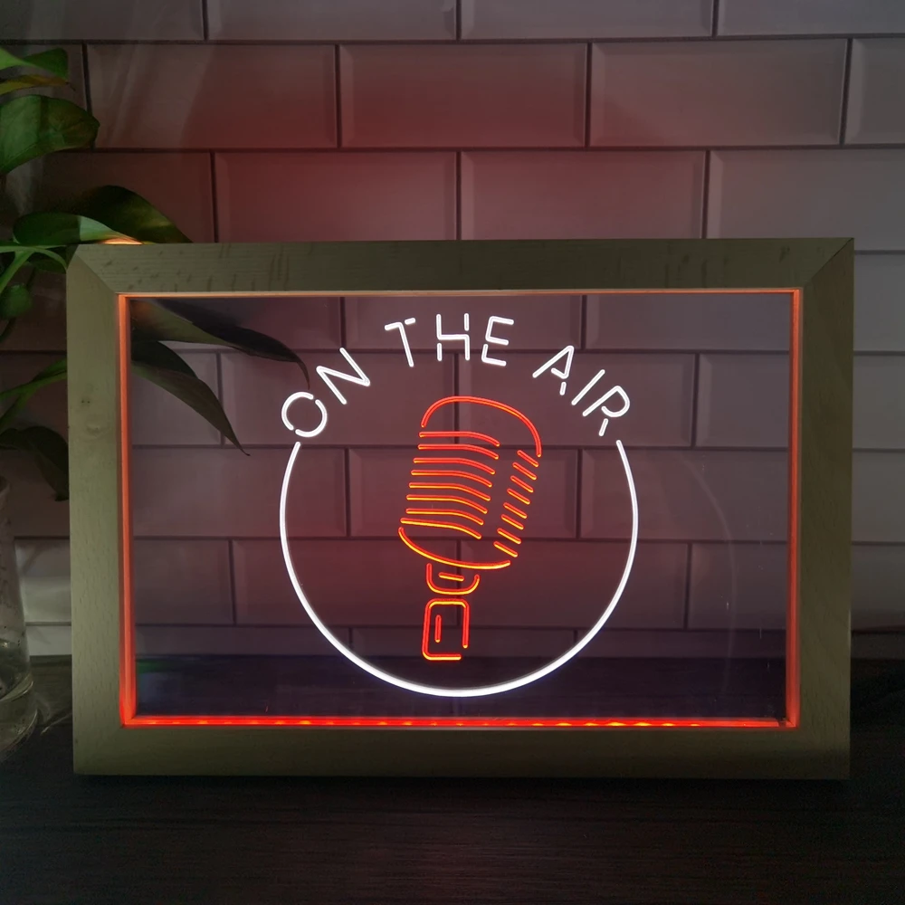 On The Air Microphone LED Neon Sign Photo Frame Creative Table Lamp Bedroom Desk Wood 3D Night Light
On The Air Microphone LED Neon Sign Photo Frame Creative Table Lamp Bedroom Desk Wood 3D Night Light