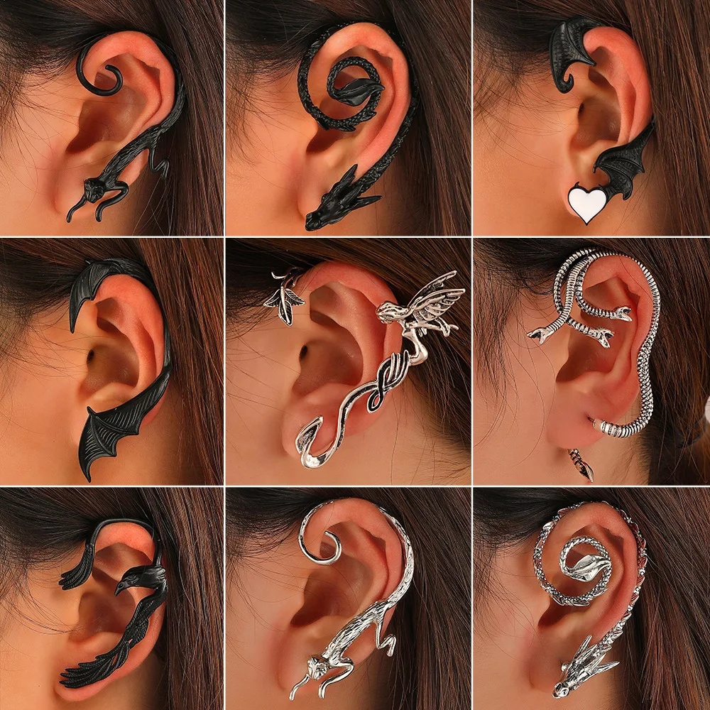 Vintage Punk Dragon Ear Clip Earrings for Women Gothic Retro Heart Bat Non Piercing Ear Hook Ear Cuffs Hip Hop Jewelry Gifts
Vintage Punk Dragon Ear Clip Earrings for Women Gothic Retro Heart Bat Non Piercing Ear Hook Ear Cuffs Hip Hop Jewelry Gifts