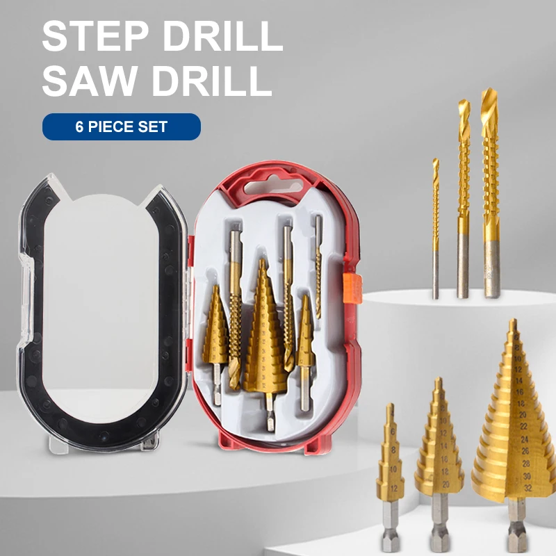 Step Drill Bit And Drill Bit-Milling Cutter 6Pcs/Set.Countersink For Metal/Wood,Drill For Metal Cone 32MM Wood Metal Hole Cutter
Step Drill Bit And Drill Bit-Milling Cutter 6Pcs/Set.Countersink For Metal/Wood,Drill For Metal Cone 32MM Wood Metal Hole Cutter