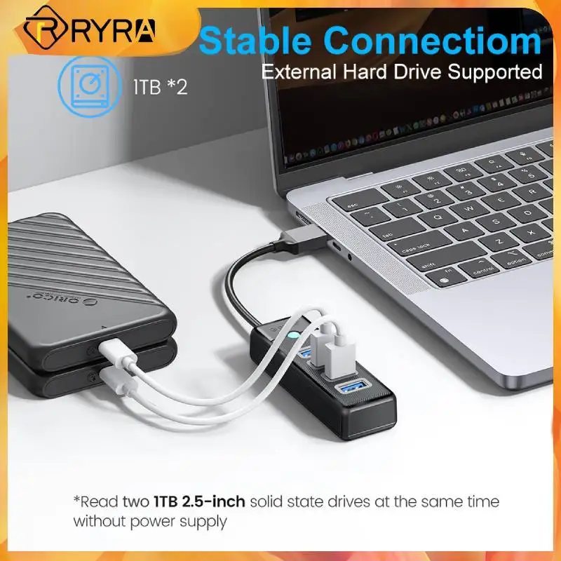 

RYRA 4 In 1 USB 3.0 Hub Type C Multi Splitter Fast Speed 5Gbps Expansion Dock Multifunctional Extender OTG Adapter For PC Laptop