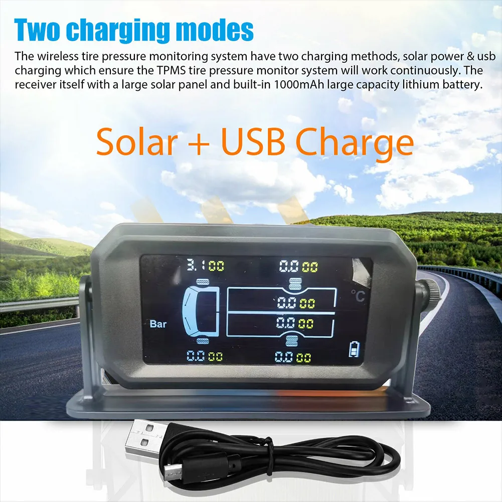 Solar TPMS LCD Car Tire Pressure Wireless Monitoring System With 6 External Sensors Tire Pressure Detector Solar Digital Display
Solar TPMS LCD Car Tire Pressure Wireless Monitoring System With 6 External Sensors Tire Pressure Detector Solar Digital Display