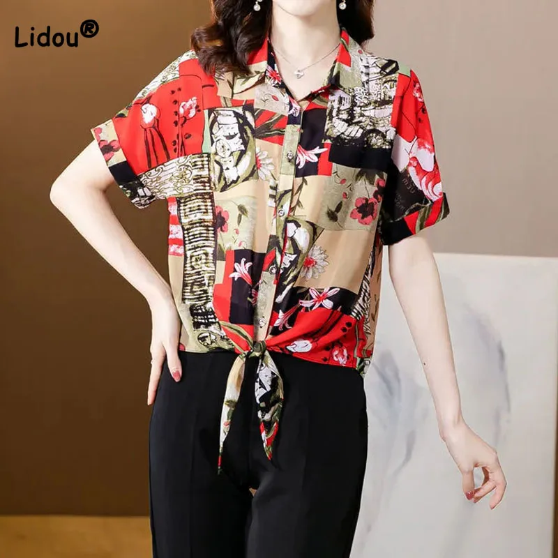 Korean Vintage Printed Shirt Turn-down Collar Blouse Summer Women's Clothing Casual Fashion Female Short Sleeve Button Blouse
Korean Vintage Printed Shirt Turn-down Collar Blouse Summer Women's Clothing Casual Fashion Female Short Sleeve Button Blouse