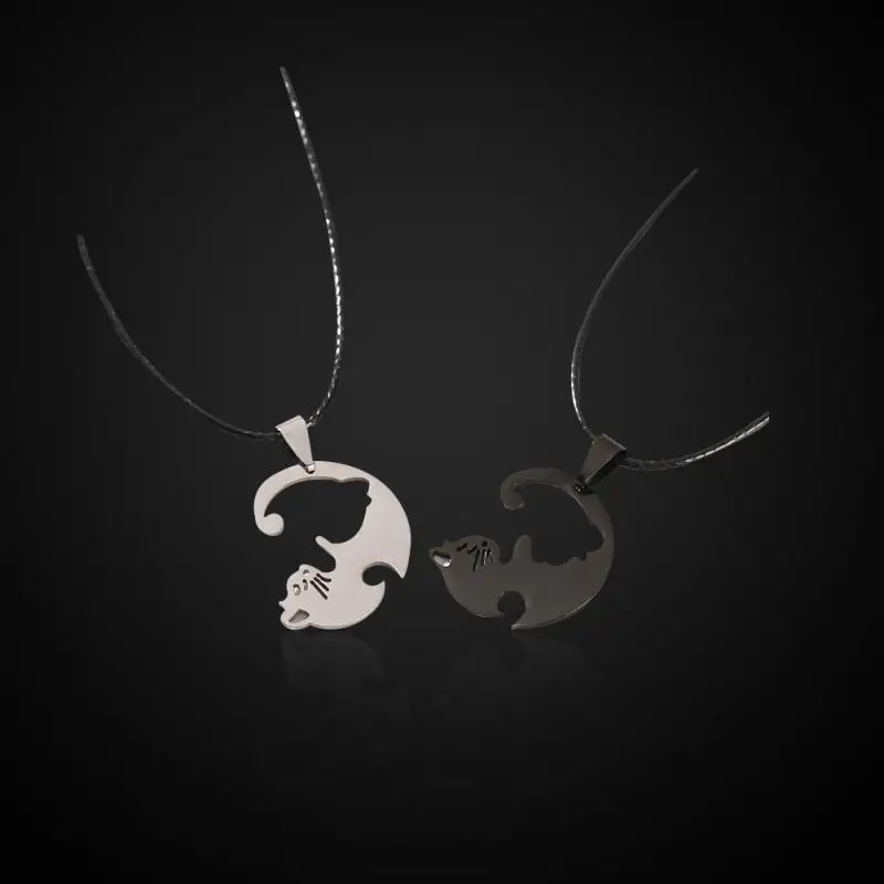 

Couples Necklace Animal Pendant Jewelry Fashion Trendy Stitching Simple Friendship Heart Shape Best Friends Cute Gift Necklace