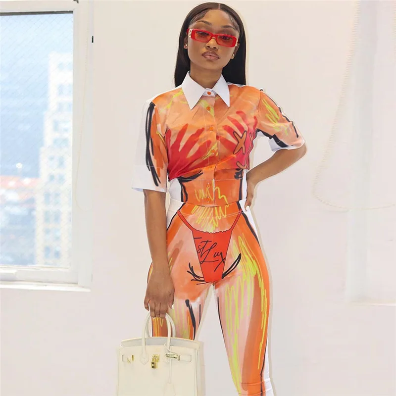 Print Two Piece Set Women Summer Lounge Wear Turn-down Collar Short Sleeve Button Top + Pants Tracksuit Women Outwear Clothing
Print Two Piece Set Women Summer Lounge Wear Turn-down Collar Short Sleeve Button Top + Pants Tracksuit Women Outwear Clothing