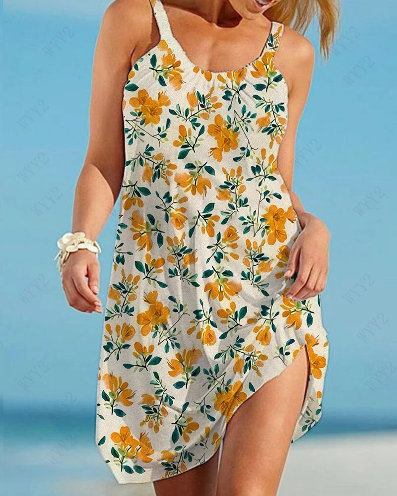 Summer New Floral Dress Print Fashion Sling Summer Backless Casual Street Dress Seaside Floral Swing Dress Hot Sale
Summer New Floral Dress Print Fashion Sling Summer Backless Casual Street Dress Seaside Floral Swing Dress Hot Sale