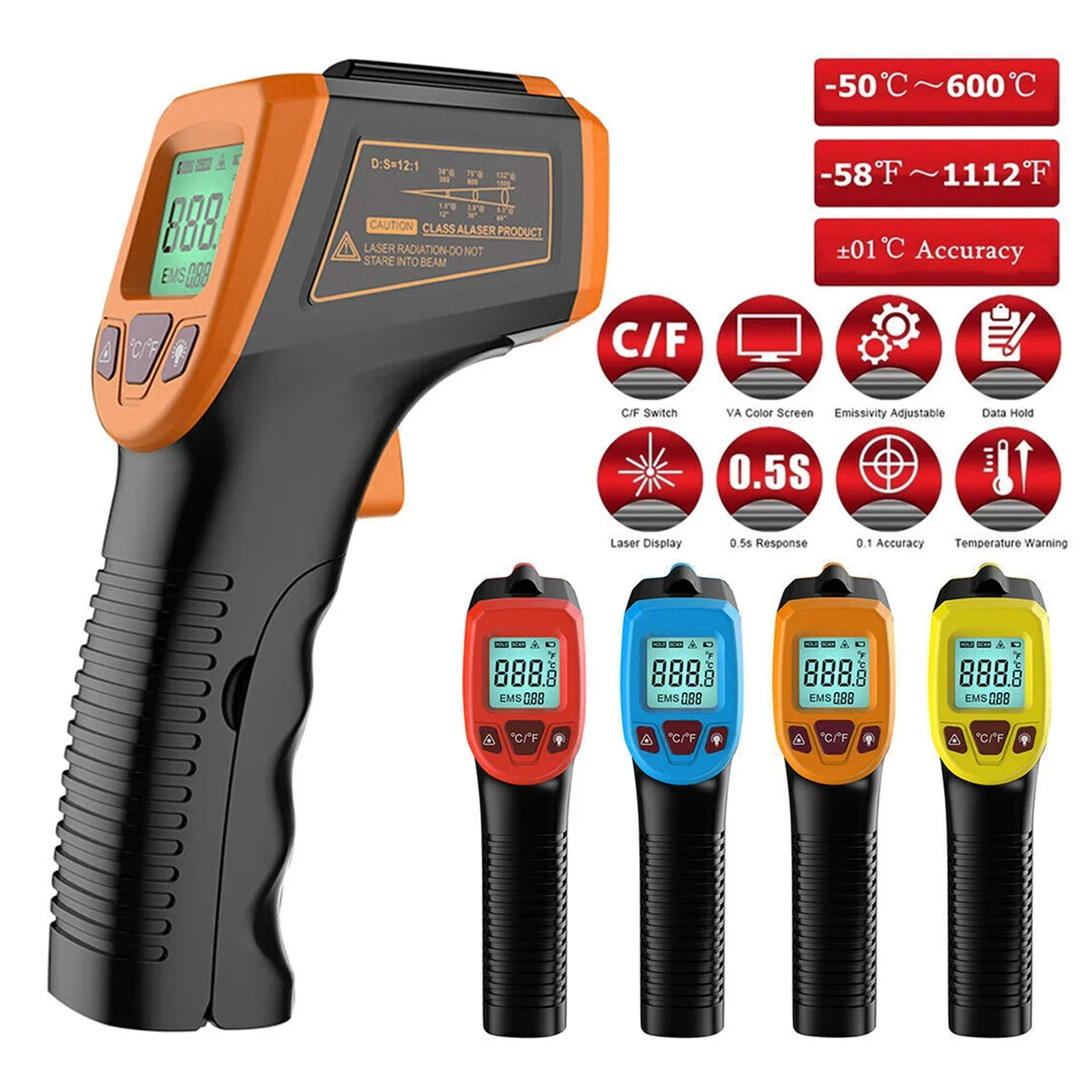 -50~600℃ / -58~1112℉ GM320S high-accuracy Industrial Infrared Thermometer IR High Temperature Gun
-50~600℃ / -58~1112℉ GM320S high-accuracy Industrial Infrared Thermometer IR High Temperature Gun