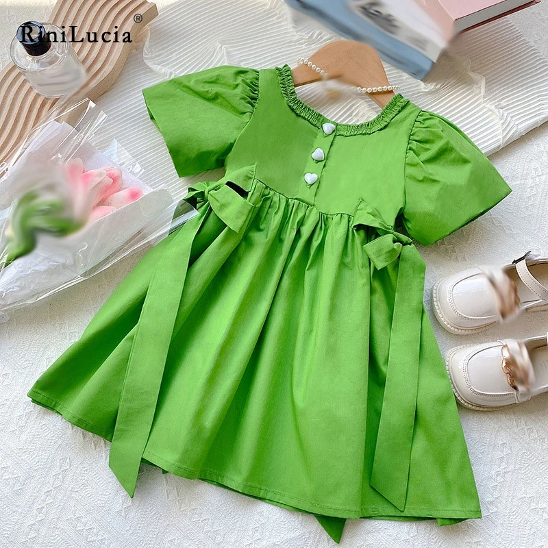 RiniLucia New Summer Kids Girls Dress Green Bow Short Sleeve Dresses For Girls Fashion Princess Cotton Children Clothing 2022
RiniLucia New Summer Kids Girls Dress Green Bow Short Sleeve Dresses For Girls Fashion Princess Cotton Children Clothing 2022