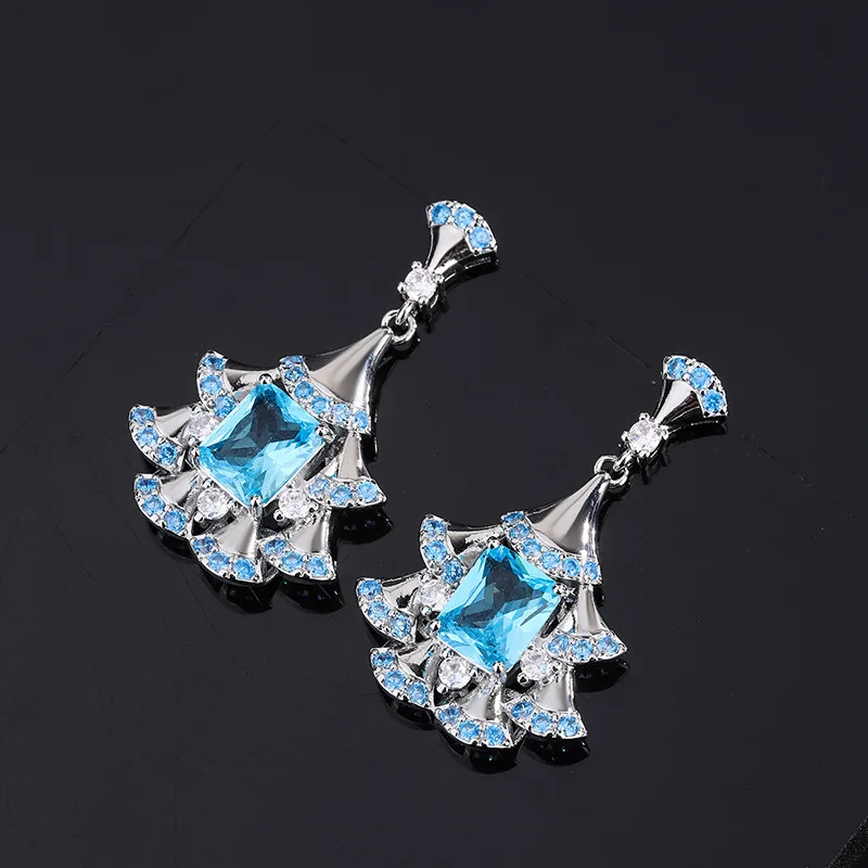 luxury fan-shaped Paraiba sapphire earrings fairy classic skirt shape elegant Romance banquet stud earrings
luxury fan-shaped Paraiba sapphire earrings fairy classic skirt shape elegant Romance banquet stud earrings