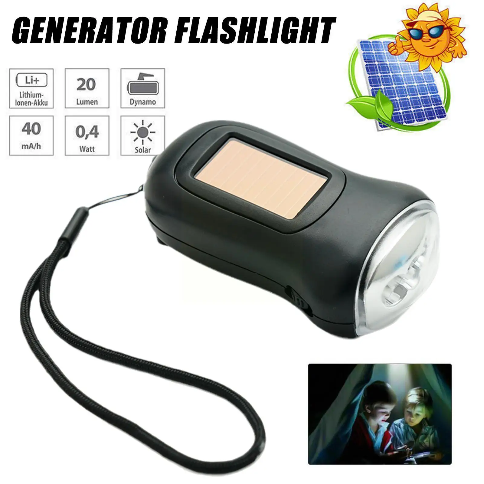 LED Flashlight Hand Crank Solar Powered Rechargeable Mini Flashlight For Outdoor Activities S1C1
LED Flashlight Hand Crank Solar Powered Rechargeable Mini Flashlight For Outdoor Activities S1C1