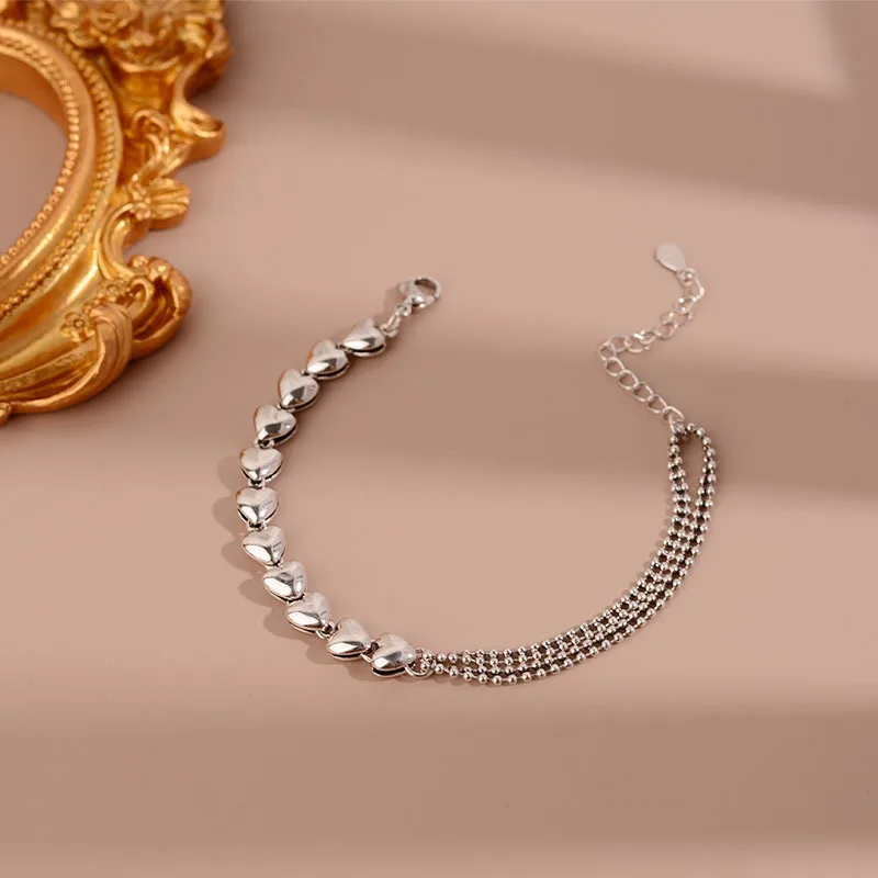 LIVVY Silver Color Creative Love Heart Splicing Chain Bracelet for Women Fashion Romance Design Party Jewelry Gifts
LIVVY Silver Color Creative Love Heart Splicing Chain Bracelet for Women Fashion Romance Design Party Jewelry Gifts