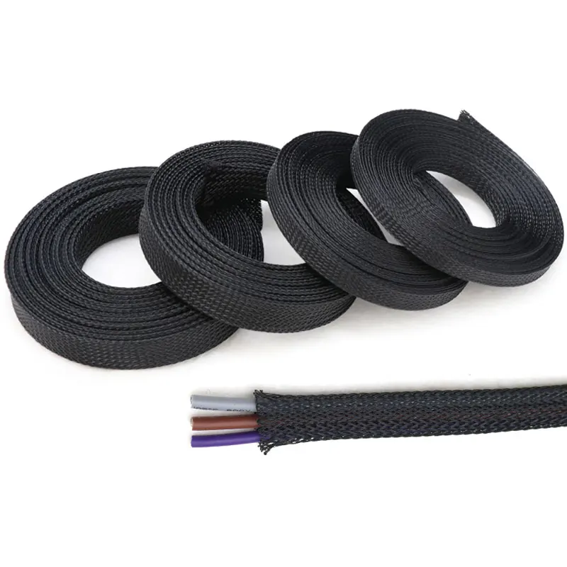 

Black 1/5/10M PET Braided Sleeving Diameter 1~100mm Insulated Cable Data line protection Wire Cable Flame-retardant nylon tube