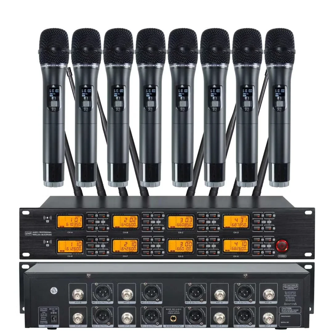 Горячий UR-8000-S 640-690 МГц UHF Профессиональный 8-канальный беспроводной микрофон 8