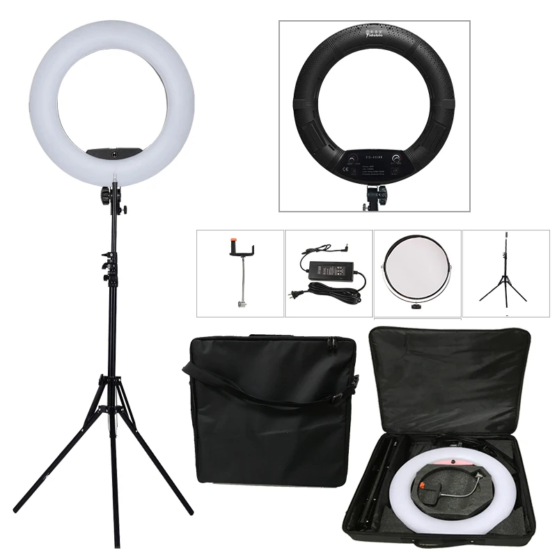 

Yidoblo FS-480II 2 Colors Adjust Camera Photo/Studio/Phone/Video 18 48W 480 LED Ring Light LED Lamp+ 2M Tripod +Soft Bag