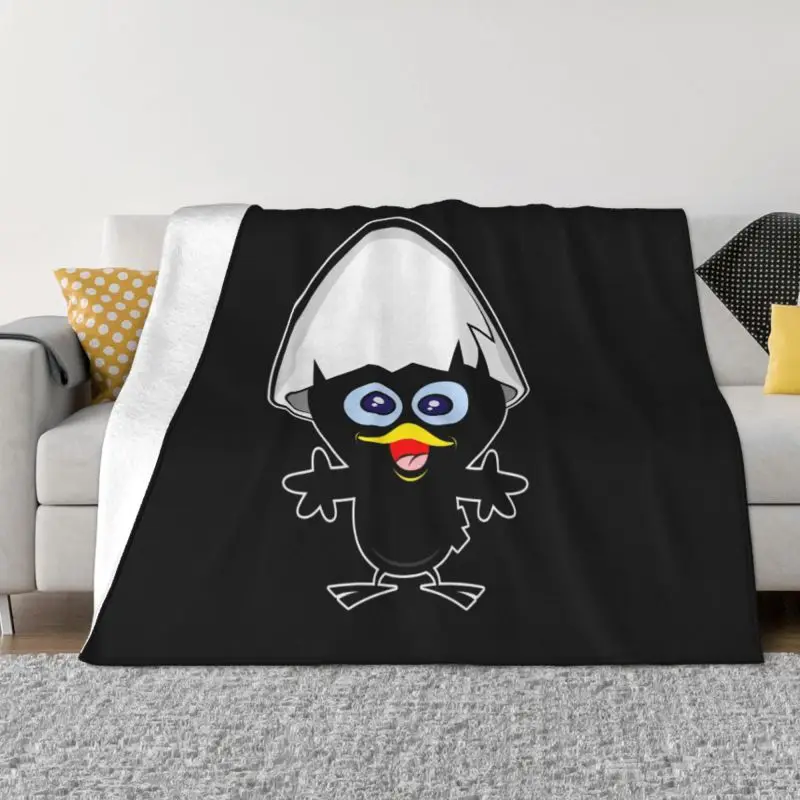 

Kawaii Calimero Black Chicken Blanket Warm Fleece Soft Flannel Cartoon Comic Throw Blankets for Bedroom Sofa Car Spring