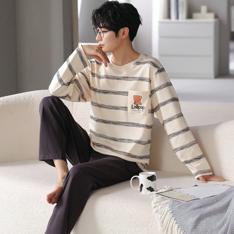 QUHENG 2022 Autumn Winter Long Sleeve Cotton Pajama Sets for Men Korean Loose Sleepwear Suit Pyjama Men Homewear Clothes
QUHENG 2022 Autumn Winter Long Sleeve Cotton Pajama Sets for Men Korean Loose Sleepwear Suit Pyjama Men Homewear Clothes