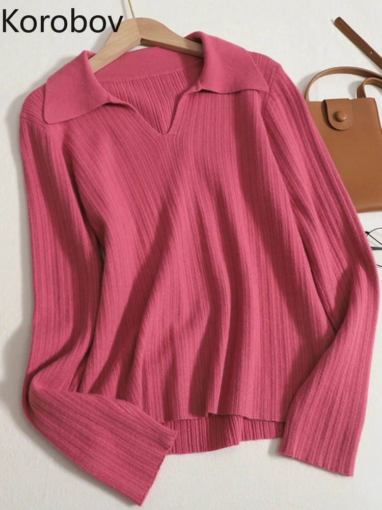 Korobov Autumn Solid Color Vintage Clothes Simple Knitted Top Loose Thin Pullover Lapel Wild Long Sleeves Korean Fashion Sweater
Korobov Autumn Solid Color Vintage Clothes Simple Knitted Top Loose Thin Pullover Lapel Wild Long Sleeves Korean Fashion Sweater